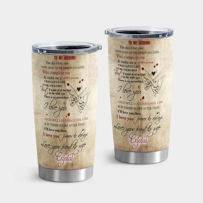 Personalized To My Husband Tumbler From Wife The Day I Met You Pinky Hand Custom Name Gifts For Anniversary