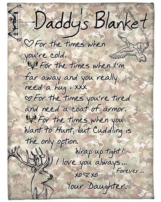 Personalized To My Daddy Blanket From Daughter Son Camouflage Deer Hunting Archery Custom Name Gifts For Christmas