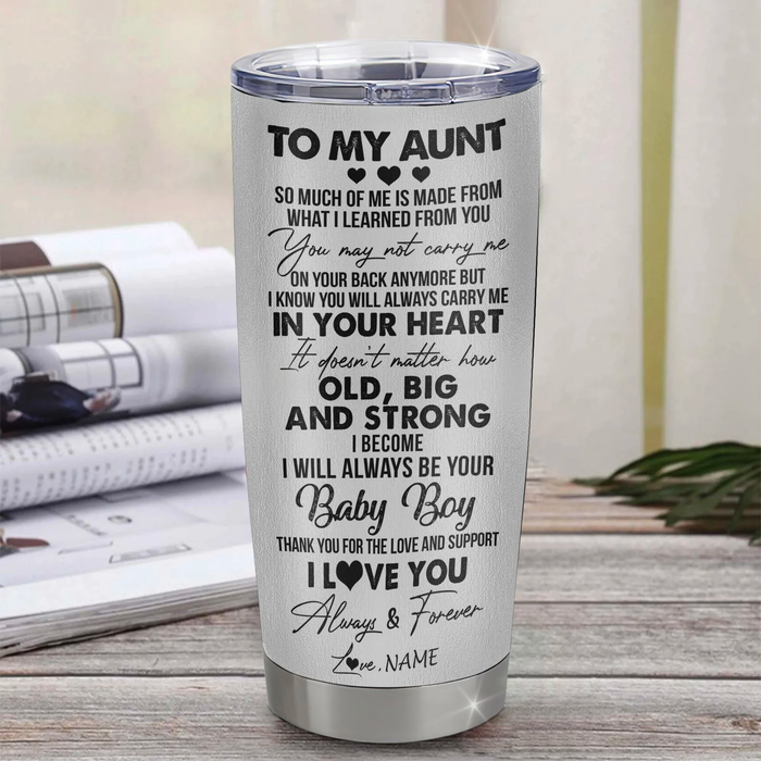Personalized Tumbler Gifts For Aunt From Niece Nephew Wolf What I Learned From You Custom Name Travel Cup 20oz