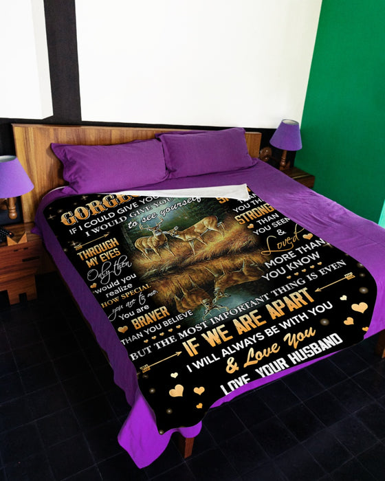 Personalized Blanket To My Wife From Husband If I Could Give You One Thing Deer Couple Printed Star Night Custom Name