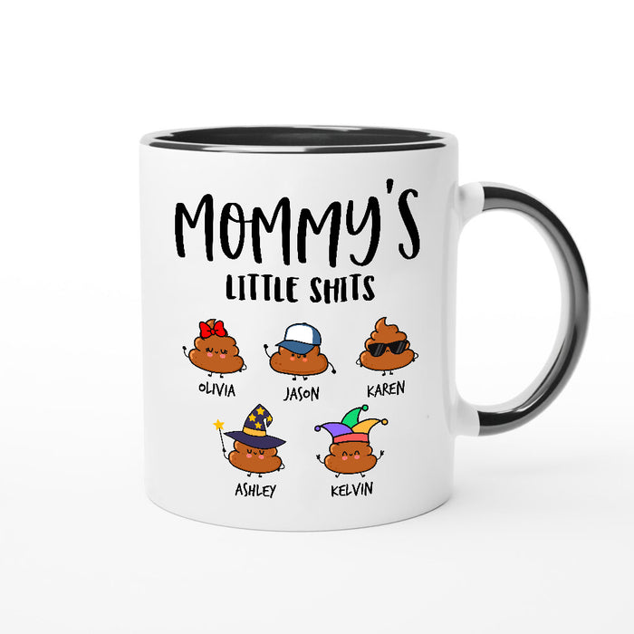 Personalized Coffee Mug For Mom From Kids Note Background Mommy's Little Shits Custom Name Cup Gifts For Mothers Day