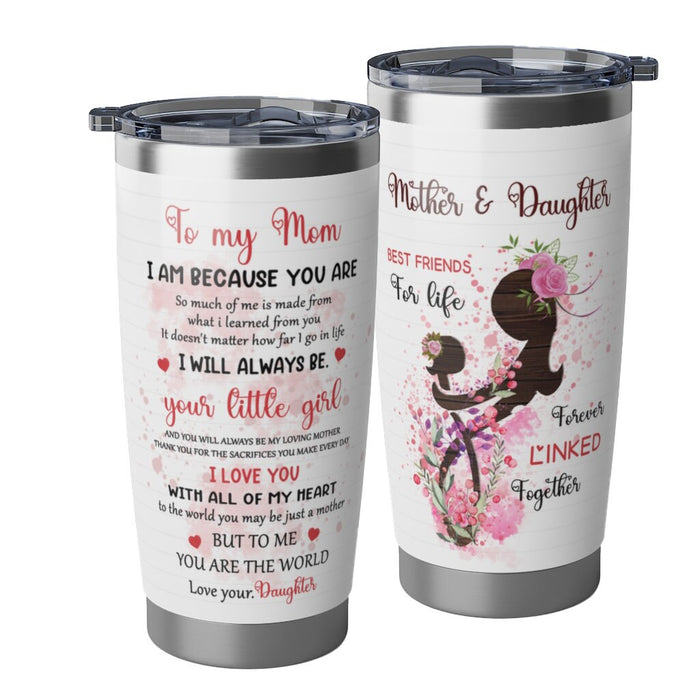 Personalized Tumbler To Mommy Hugging Floral Linked Together Useful Gifts For Mom Custom Name Travel Cup For Birthday