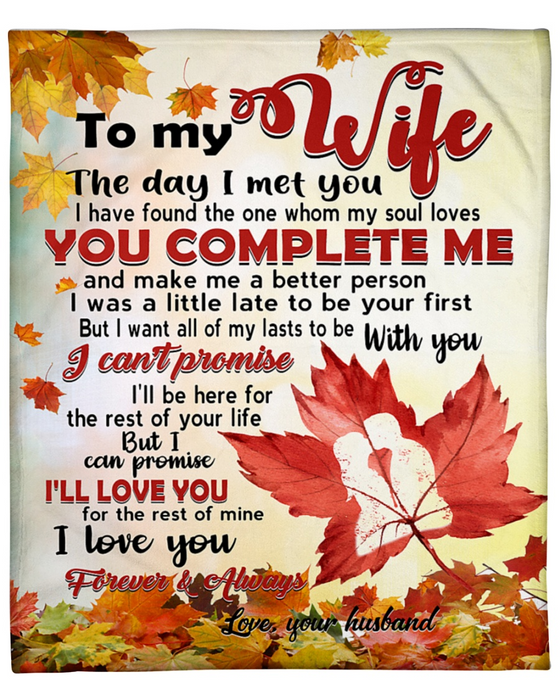 Personalized Blanket For Wife I Love You Forever And Always Print Leaves Maple