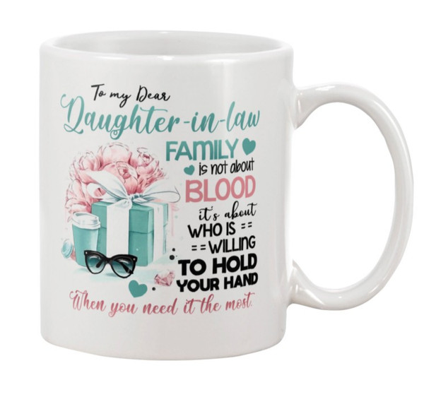 Personalized Coffee Mug For Daughter In Law Cute Presents Family Not About Blood  Custom Name White Cup Birthday Gifts