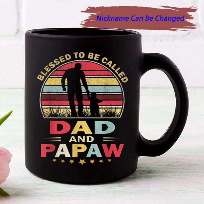 Personalized Blessed To Be Called Dad and Papaw Coffee Mug Retro Vintage  Dad Gifts for Grandpa