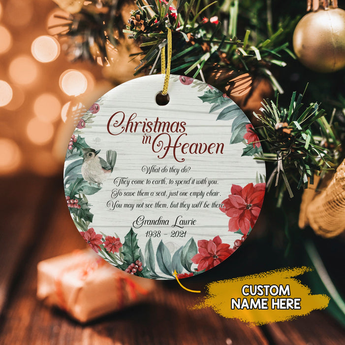 Personalized Memorial Ornament For Grandma Mother Christmas In Heaven Sympathy Floral Ornament Custom Name And Year