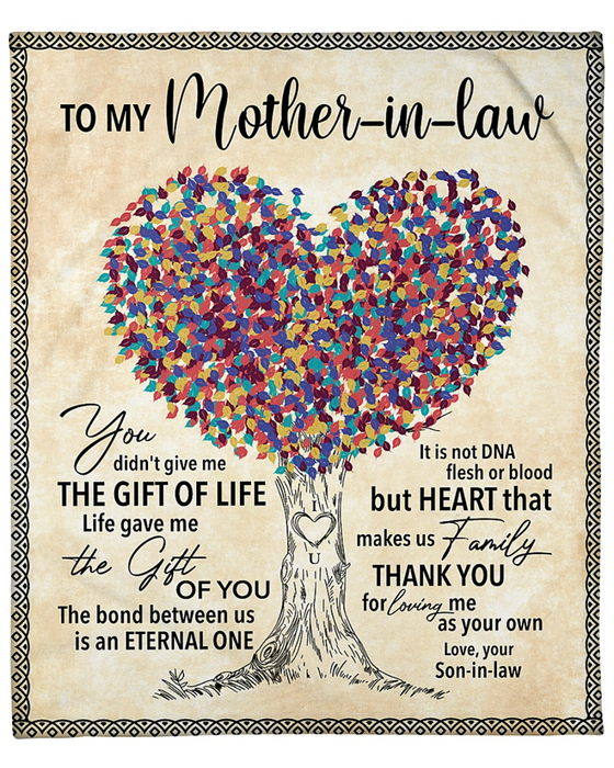 Personalized Fleece Blanket For Mother In Law Print Heart Tree Sweet Message For Mother Customized Blanket Gift For Mothers Day