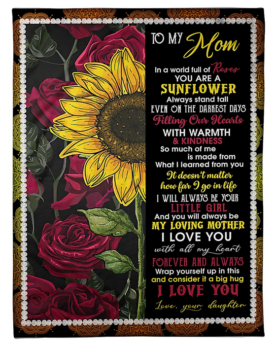Personalized Fleece Blanket For Mom Print Sunflower And Rose Beautiful Message For Mother Customized Blanket Gift For Mothers Day Birthday Thanksgiving