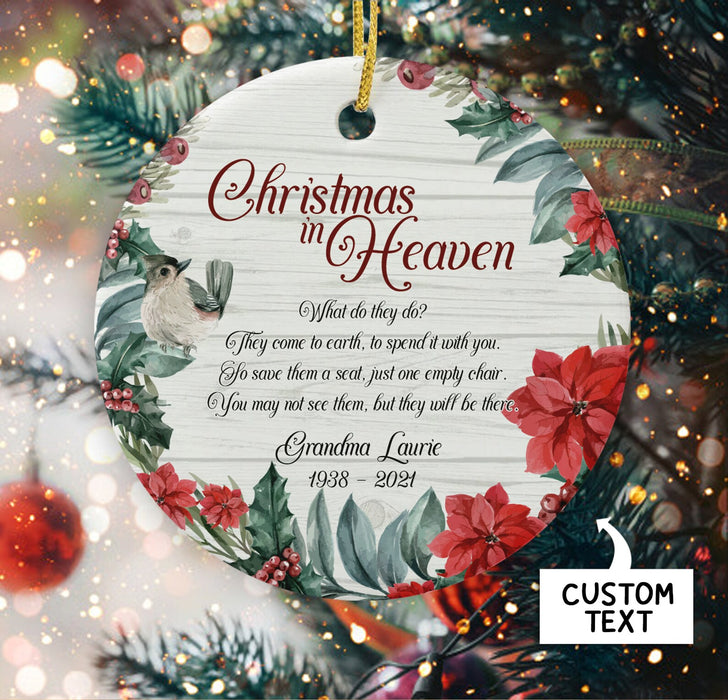 Personalized Memorial Ornament For Grandma Mother Christmas In Heaven Sympathy Floral Ornament Custom Name And Year
