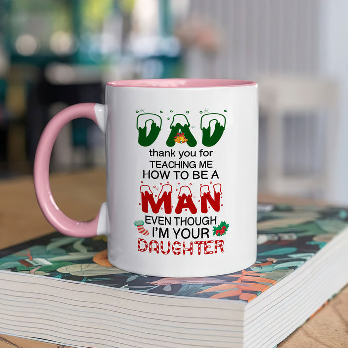 Personalized Coffee Mug For Dad From Kids Thank You For Teach Me How To Be A Man Custom Name Ceramic Cup Christmas Gifts