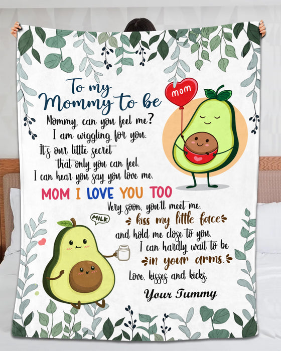 Personalized To Mommy To Be Blanket From Baby Bump I Am Wiggling For You Cute Avocado & Green Botanical Printed