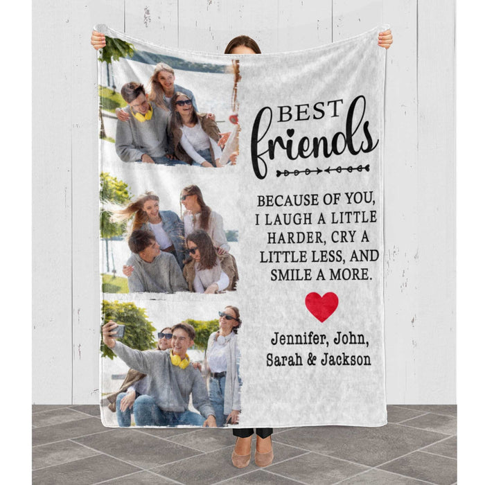 Personalized To My Bestie Sister Blanket Because Of You I Laugh Harder Custom Name & Photo Gifts For Friendship Day