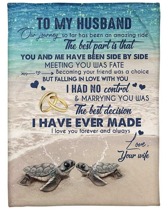 Personalized Ocean Blanket To My Husband Meeting You Was Fate Romantic Turtle Couple Blanket For Valentines Custom Name