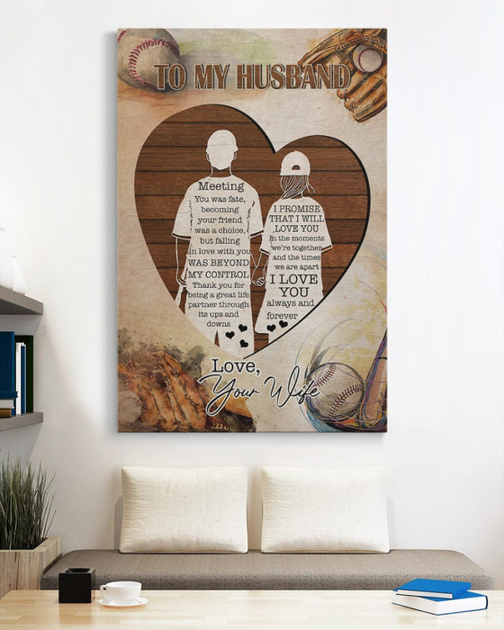 Personalized To My Husband Canvas Wall Art From Wife Meeting You Was Fate Baseball Lovers Custom Name Poster Prints