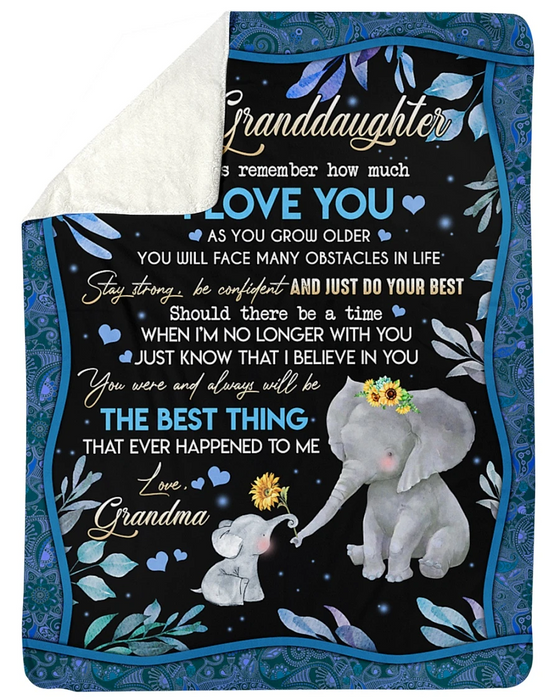 Personalized Mandala Elephant Fleece Blanket To My Granddaughter From Grandma Customized Name Throw Blankets