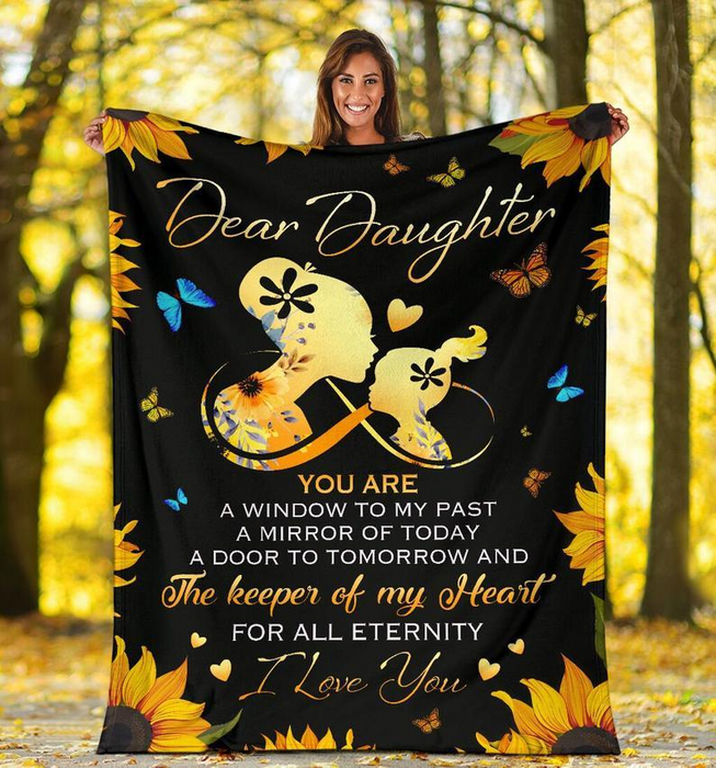 Personalized Dear Daughter Sunflowers Themed Premium Blanket From Mom You Are The Keeper Of My Heart Custom Name