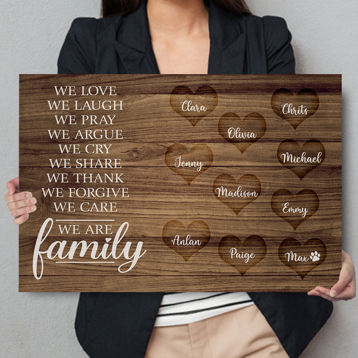 Personalized Canvas Wall Art Gifts For Family We Love Laugh Pray Cry Share Heart Custom Name Poster Prints Wall Decor