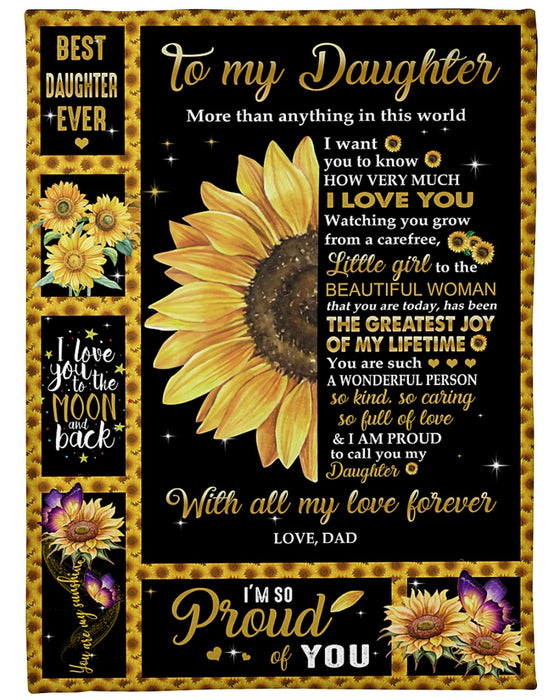 Personalized To My Daughter Blanket From Parents Sunflower Butterflies Proud Of You Custom Name Gifts For Christmas