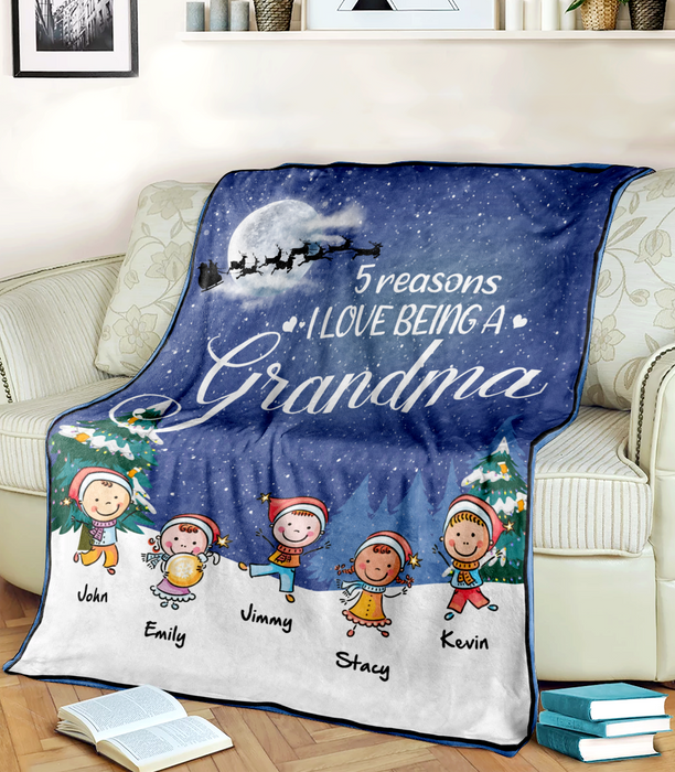 Personalized To My Grandma Blanket From Grandchild 5 Reasons I Loving Being A Nana Custom Name Gifts For Christmas