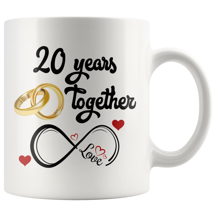 Personalized Coffee Mug Gifts For Couple Togethers Love Infinity Symbol Ring Custom Year White Cup For Anniversary