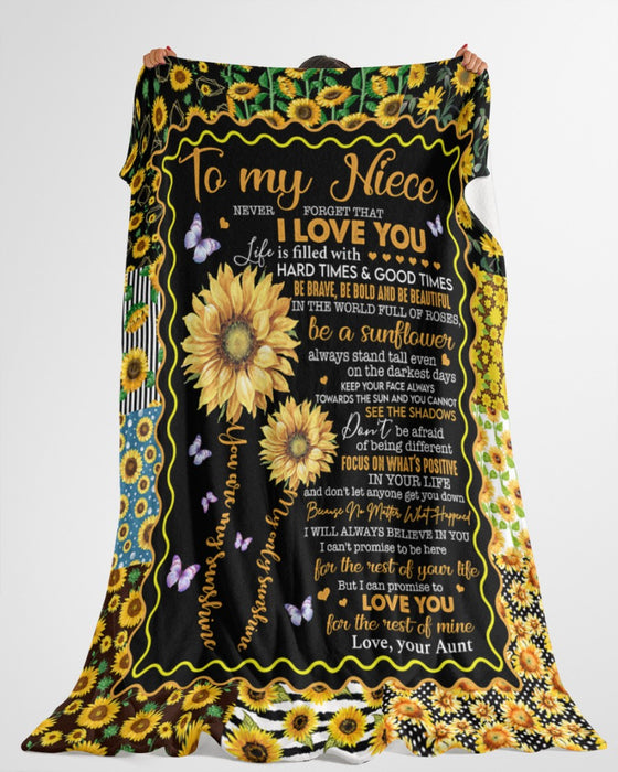 Personalized To My Niece Blanket From Aunt Uncle Never Forget That I Love You Sunflower Custom Name Gifts For Christmas