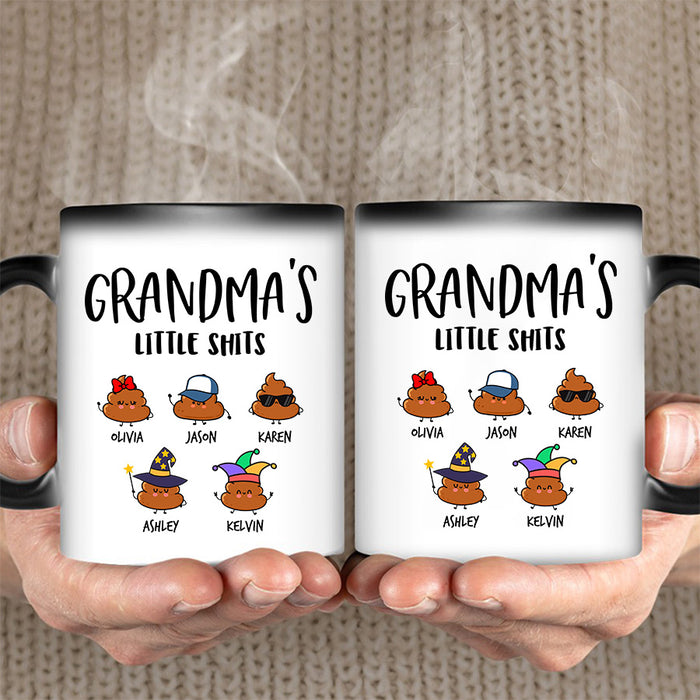 Personalized Coffee Mug For Nana From Grandkids Grandma's Little Shits Note Background Custom Name Gifts For Mothers Day