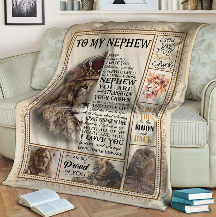Personalized To My Nephew Blanket Whenever You Feel Overwhelmed Remember Whose Nephew You Are Lion Blanket Custom Name