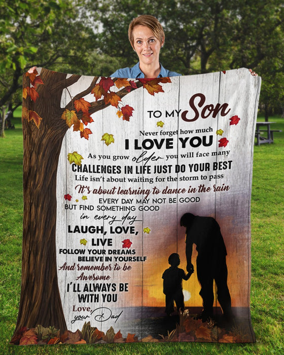 Personalized To My Son Blanket From Mom Dad Custom Name Autumn Design Never Forget I Love You Gifts For Birthday
