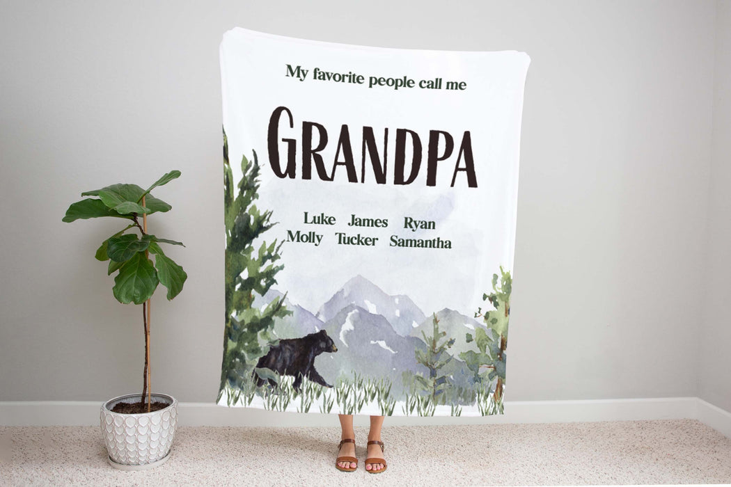 Personalized Blanket Gifts For Grandpa From Grandkids Bear And Mountain Hill Favorite Call Me Custom Name For Christmas