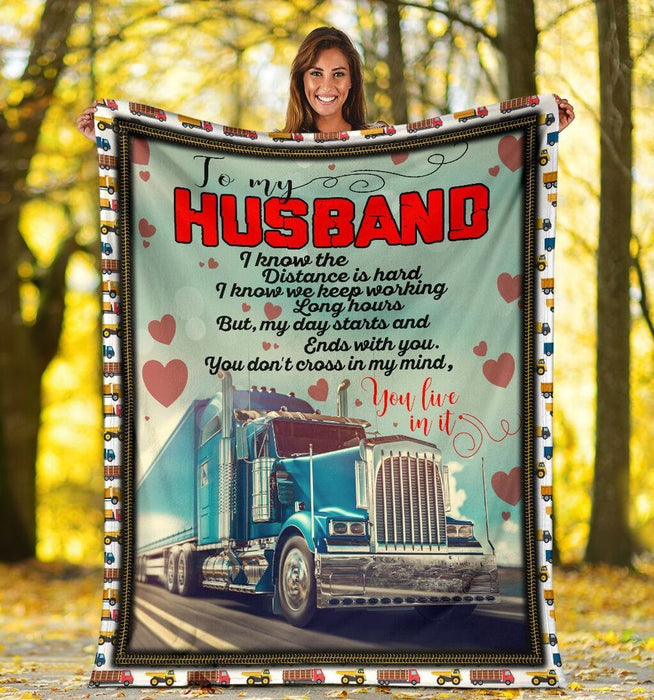 Personalized Trucking Blanket To My Husband Truck Drivers Funny Trucker Blanket For Valentine Customized Name