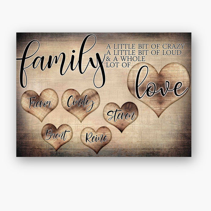 Personalized Wall Art Canvas For Family Whole Lot Of Love Vintage Heart Design Poster Print Custom Multi Name