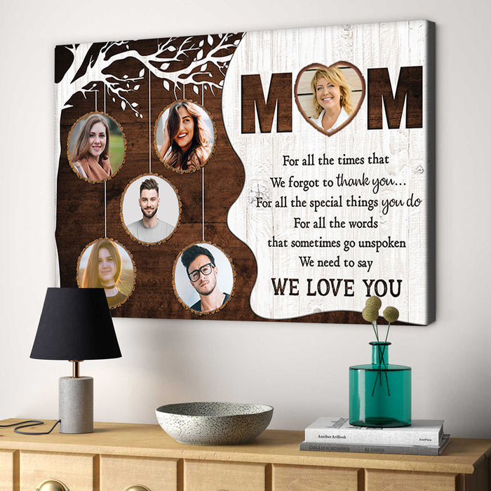 Personalized Canvas Wall Art For Mom From Kids All Words Sometimes Unspoken Custom Name & Photo Poster Prints Home Decor