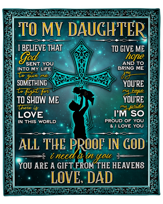 Personalized Fleece Blanket For Daughter Print Dad And Daughter Under Christ Cross Love Quotes For Daughter Customized Blanket Gifts For Birthday