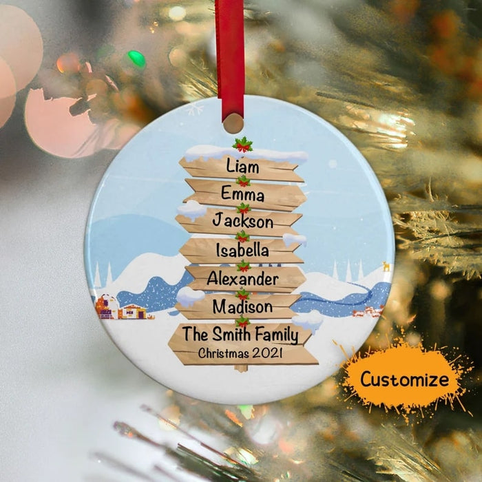 Personalized Family Street Sign Ornament For Family Members 1st Christmas Family Keepsake Ornament For Grandparent
