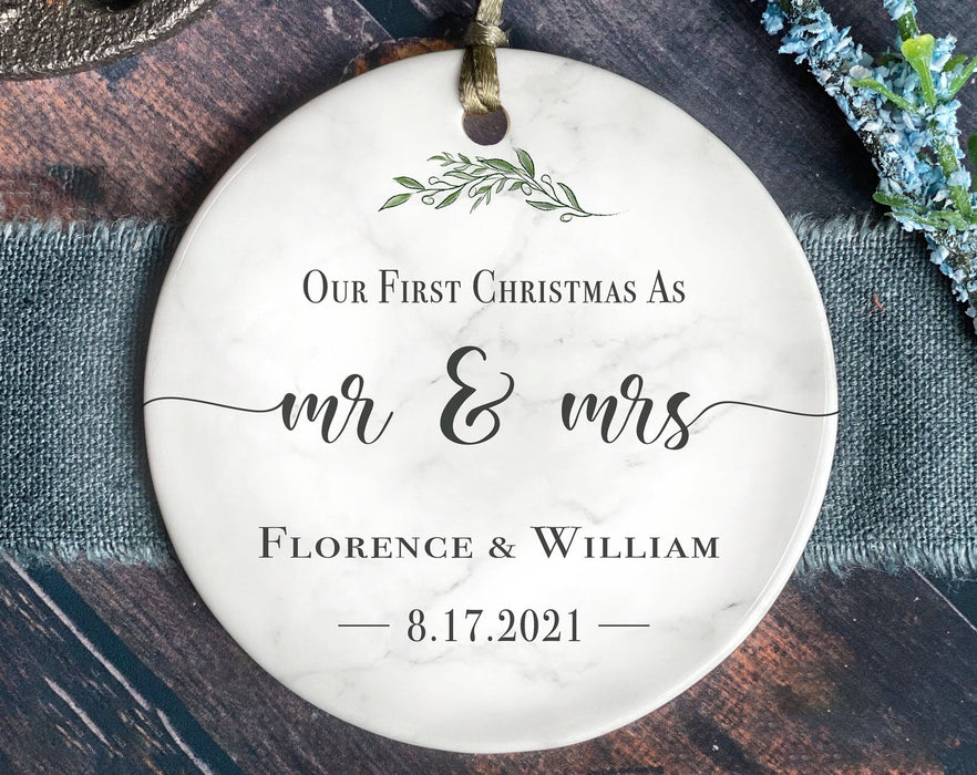 Personalized First Christmas As Mr & Mrs Ornament For Newlyweds Him Her 1st Just Married Xmas Ornament Tree Decor