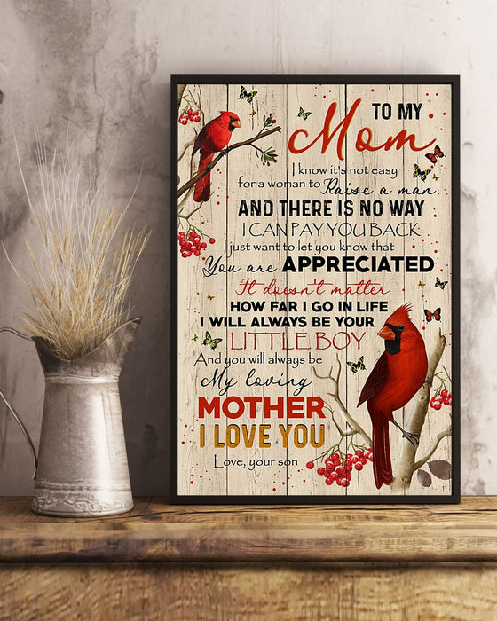 Personalized Canvas Wall Art For Mom From Kids Cardinal Always Be Your Little Boy Custom Name Poster Prints Home Decor