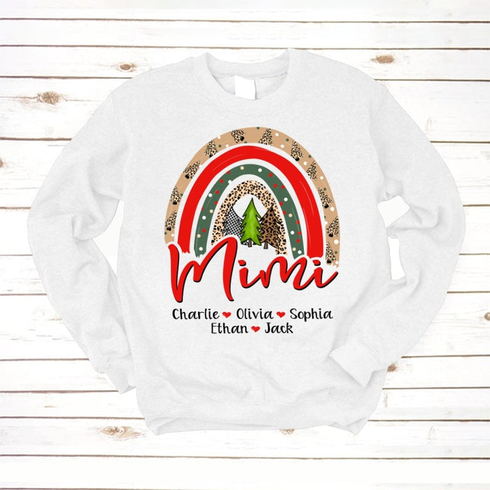 Personalized Sweatshirt & Hoodie For Grandma Mimi Boho Rainbow Printed Custom Grandkids Name