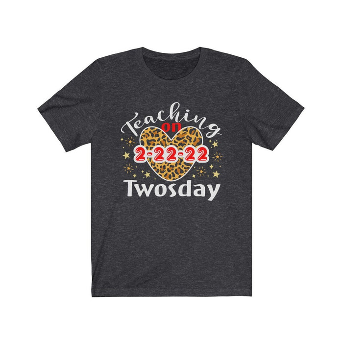 Classic Unisex T-Shirt For Teacher Teaching On 2.22.22 Twosday Leopard Heart Printed Tuesday February 22nd Shirt