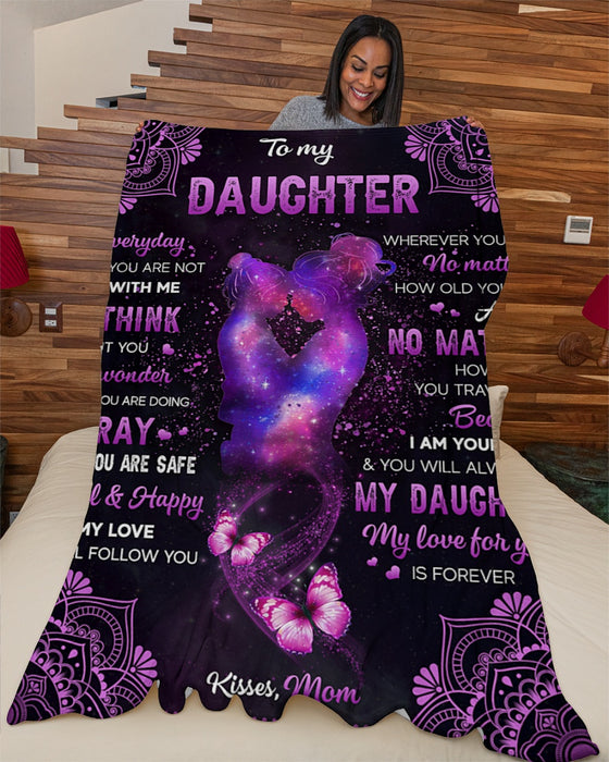 Personalized Blanket To My Daughter From Mom Mommy & Baby Printed Mandala Design Galaxy Background Custom Name