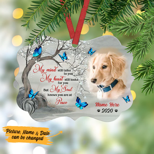 Personalized Memorial Ornament For Pet Loss My Heart Still Looks For You Custom Name Photo Tree Hanging Keepsake Gifts