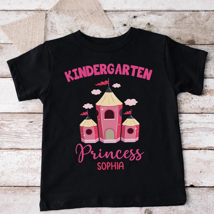 Personalized T-Shirt For Kids Princess Palace Funny Pink Pencil Design Custom Name Level Back To School Outfit