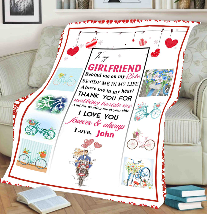 Personalized To My Girlfriend Fleece Blanket From Boyfriend I Love You Forever And Always Print Groom And Wife With Bike