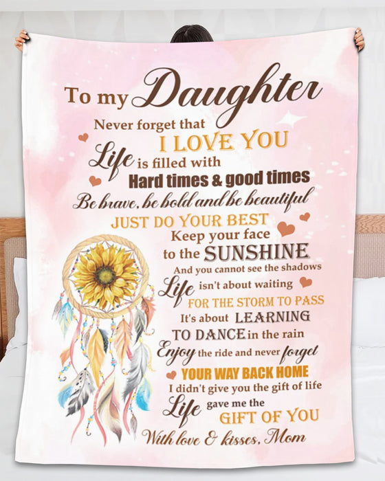 Personalized Blanket To My Daughter From Mom Just Do Your Best Sunflower And Dreamcatcher Printed Custom Name