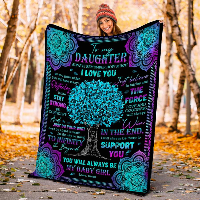 Personalized Mandala Fleece Blanket To My Daughter Freen Tree Art Printed Premium Blanket Custom Name