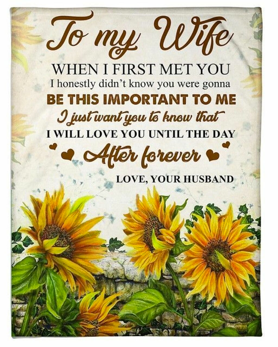 Personalized Lovely Blanket To My Wife When I First Met You Print Rustic Sunflower Blanket For Valentines Custom Name