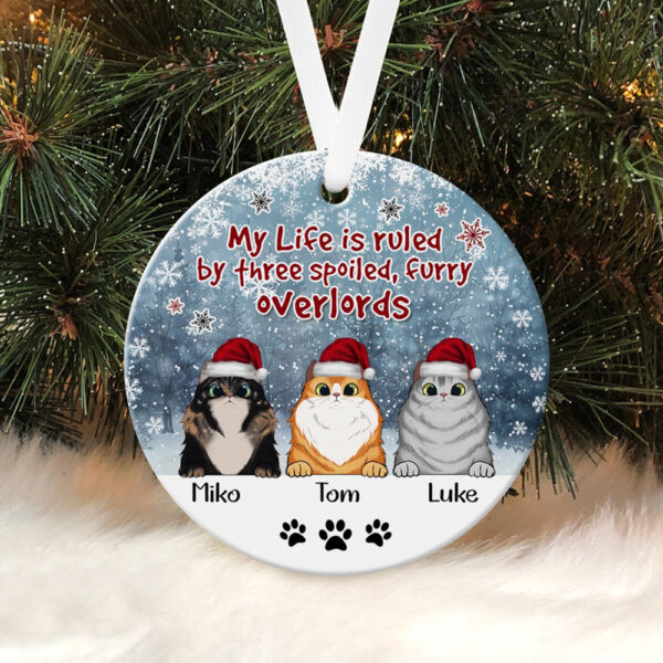 Personalized Ornament For Pet Lovers My Life Is Ruled By Three Spoiled Custom Name Tree Hanging Gifts For Christmas