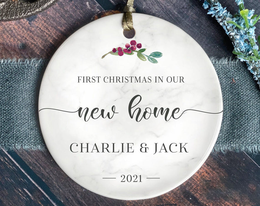 Personalized First Christmas In Our New Home Ornament For Couple Him Her Housewarming Xmas Berry Ornament Tree Decor