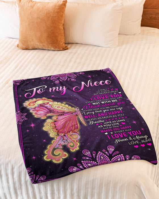Personalized To My Niece Blanket From Aunt Uncle Butterflies Mandala Makes You Happy Custom Name Gifts For Christmas