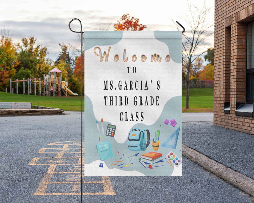 Personalized Back To School Flag Gifts For Teacher School Supplies Third Grade Class Custom Name Welcome Flag