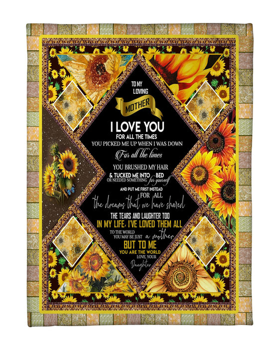 Personalized Beautiful Fleece Blanket To My Loving Mother Rustic Sunflower Prints Custom Name Lovely Blankets